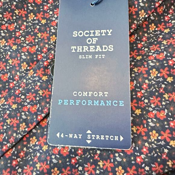 Society of threads size medium, four-way stretch, blue, and red floral - Picture 10 of 12